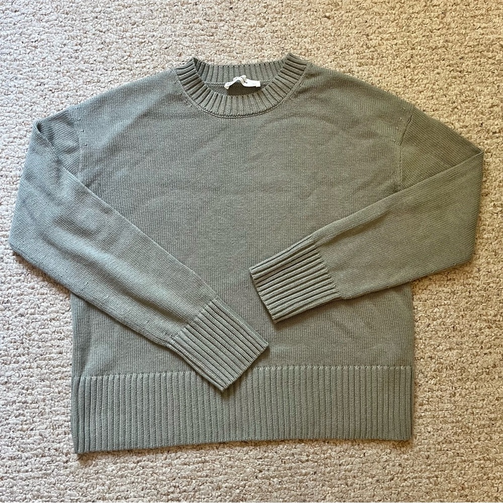 Everlane The Boxy Sweater in Everyday Cotton Sage Green